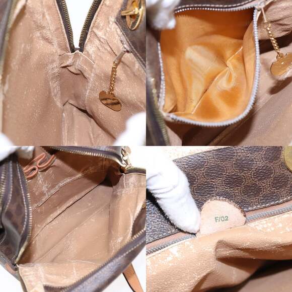 CELINE Macadam Canvas Shoulder Bag Pvc Leather Brown Gold - Picture 12 of 12